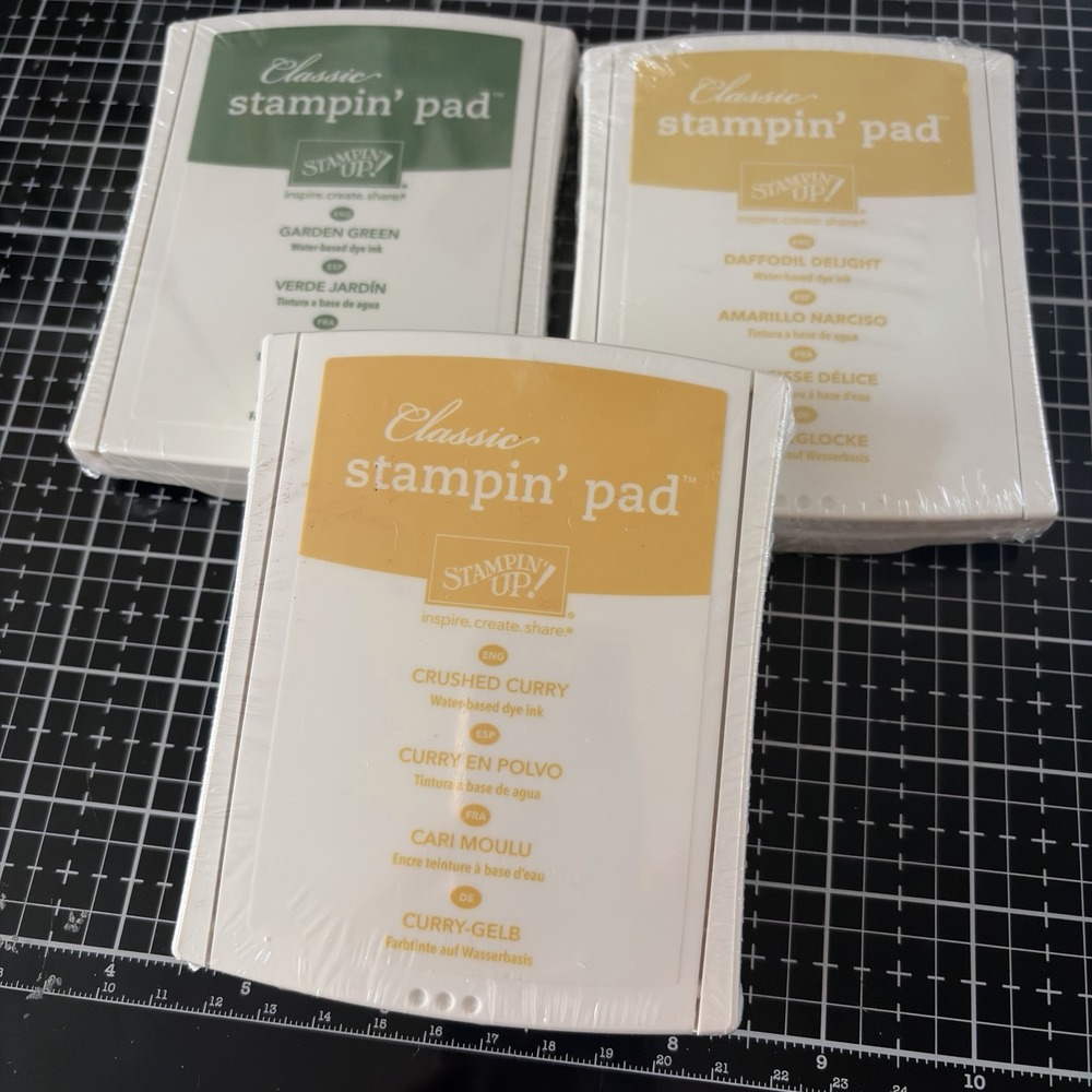 Stampin' Up Classic Ink Pad 3 NEW Garden Green Daffodil Delight Crushed Curry